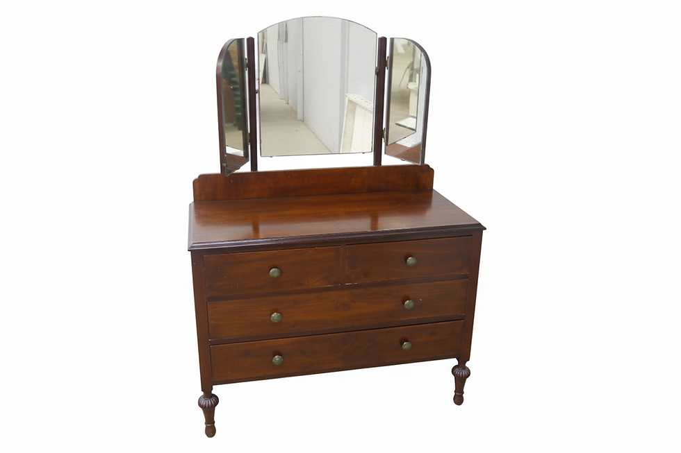 A 1930's walnut dressing chest of 2 over 2 drawers