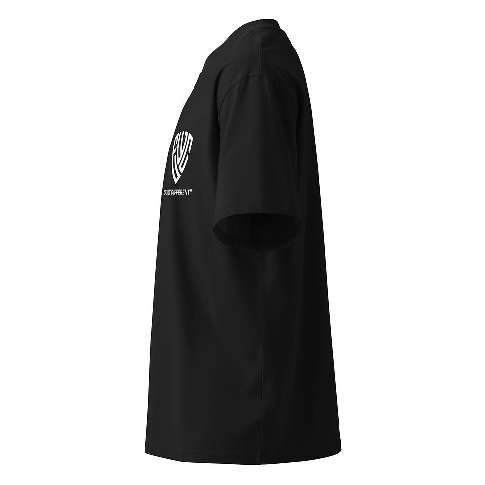 Thumbnail: EWC-"BUILT DIFFERENT" BLACK Unisex organic oversized high neck t-shirt