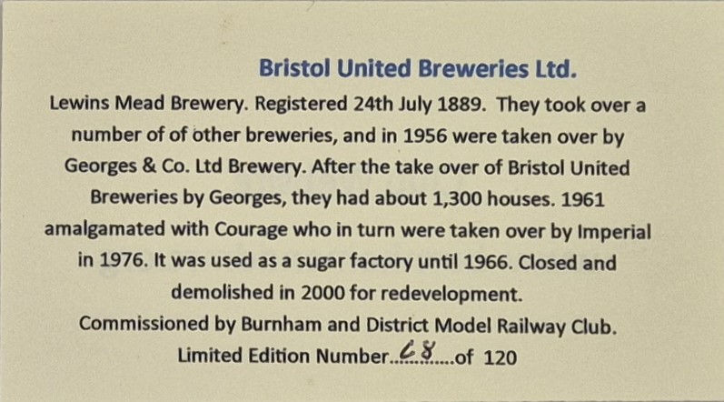 Thumbnail: Dapol Brewery Van in Bristol United Breweries Ltd Livery - BDMRC Limited Edition