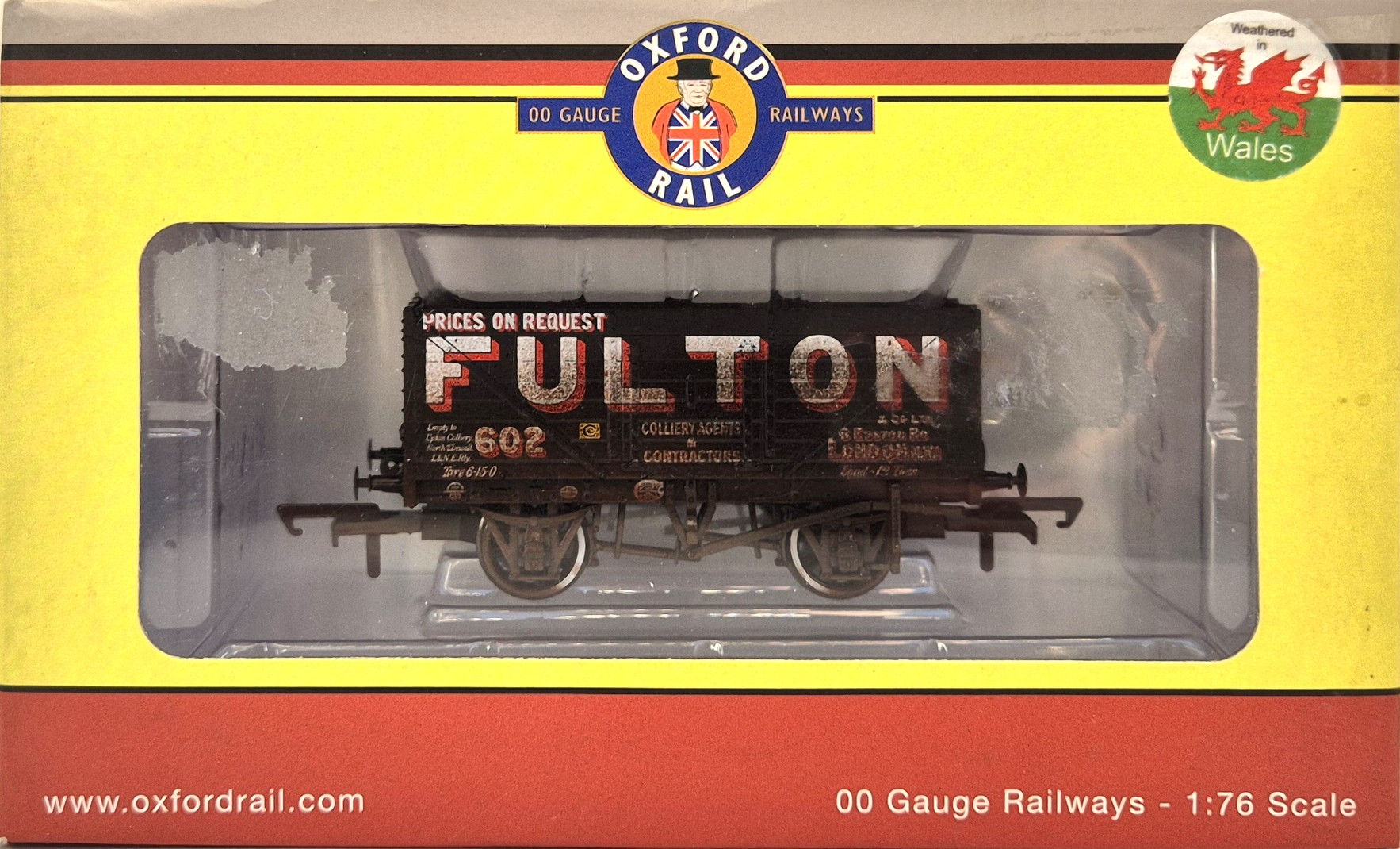 Oxford Rail OR76MW7018W 7 Plank Open Wagon in Fulton & Co Ltd Livery - Weathered