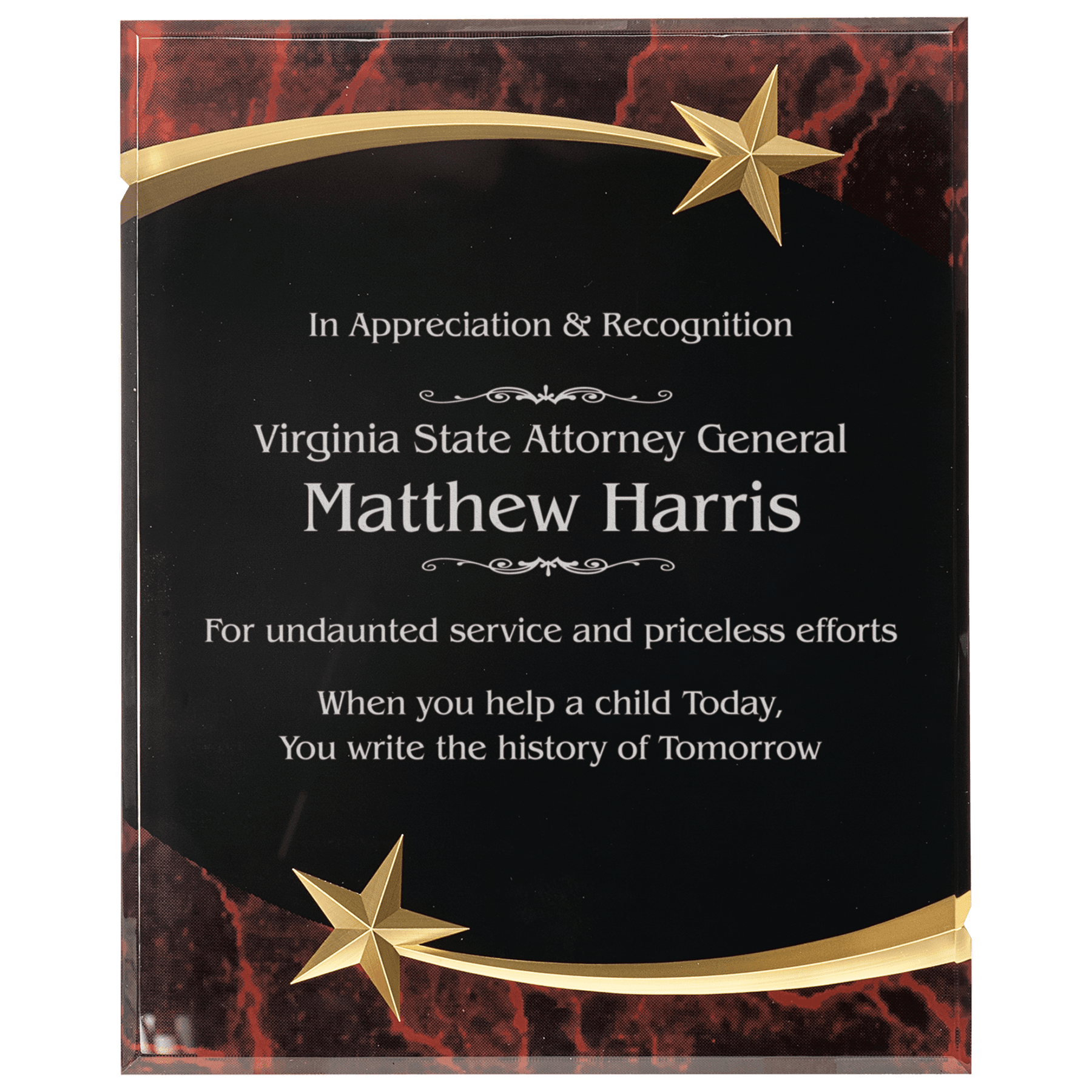 9" x 11" Red Marble Shooting Star Acrylic Plaque