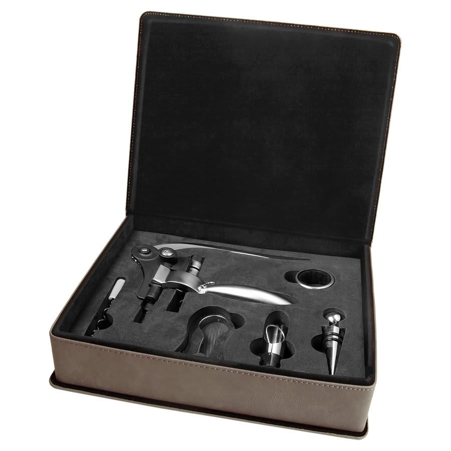 Thumbnail: Laserable Leatherette 5-Piece Wine Tool Gift Set