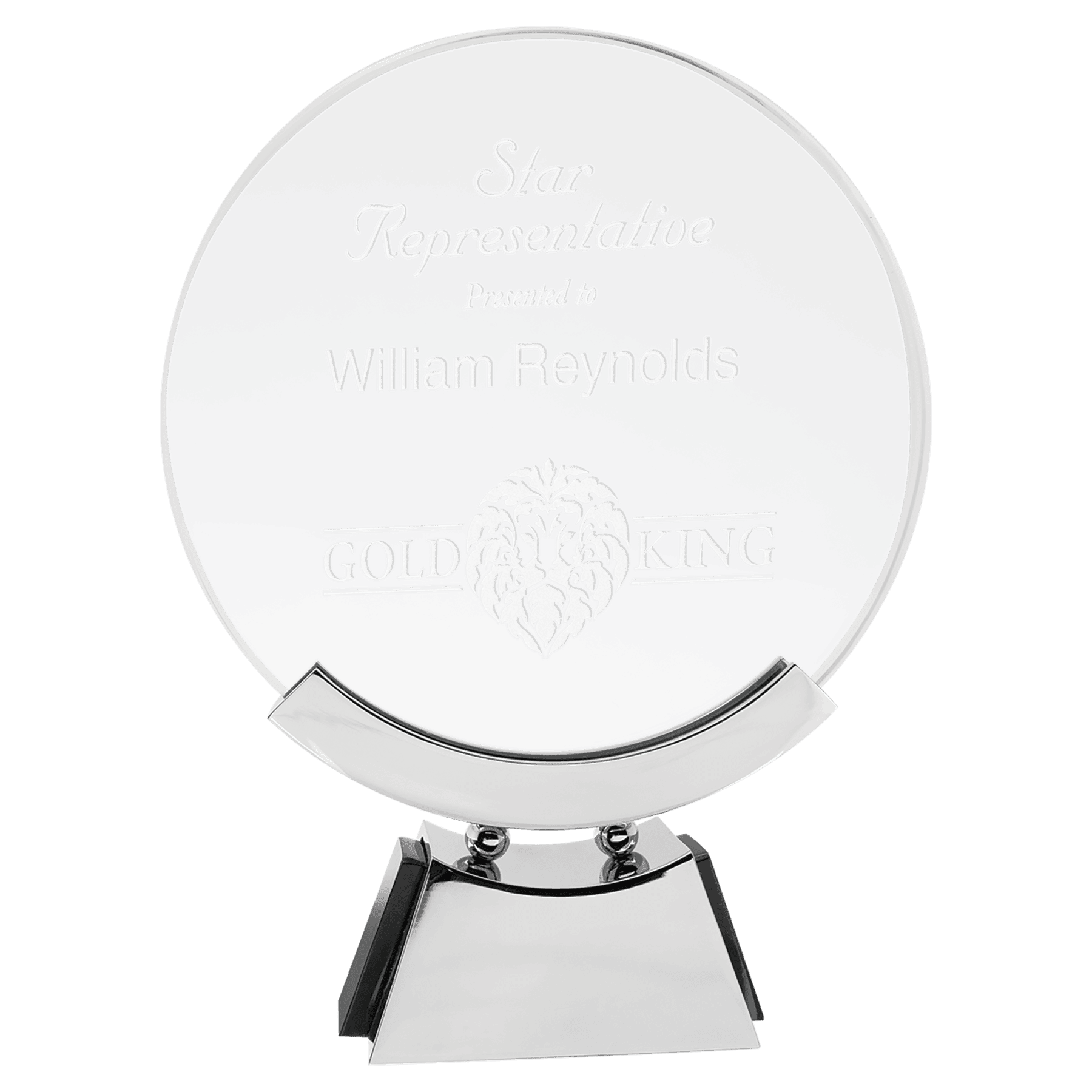 8 1/2" Round Voyager Glass with Silver/Black Base