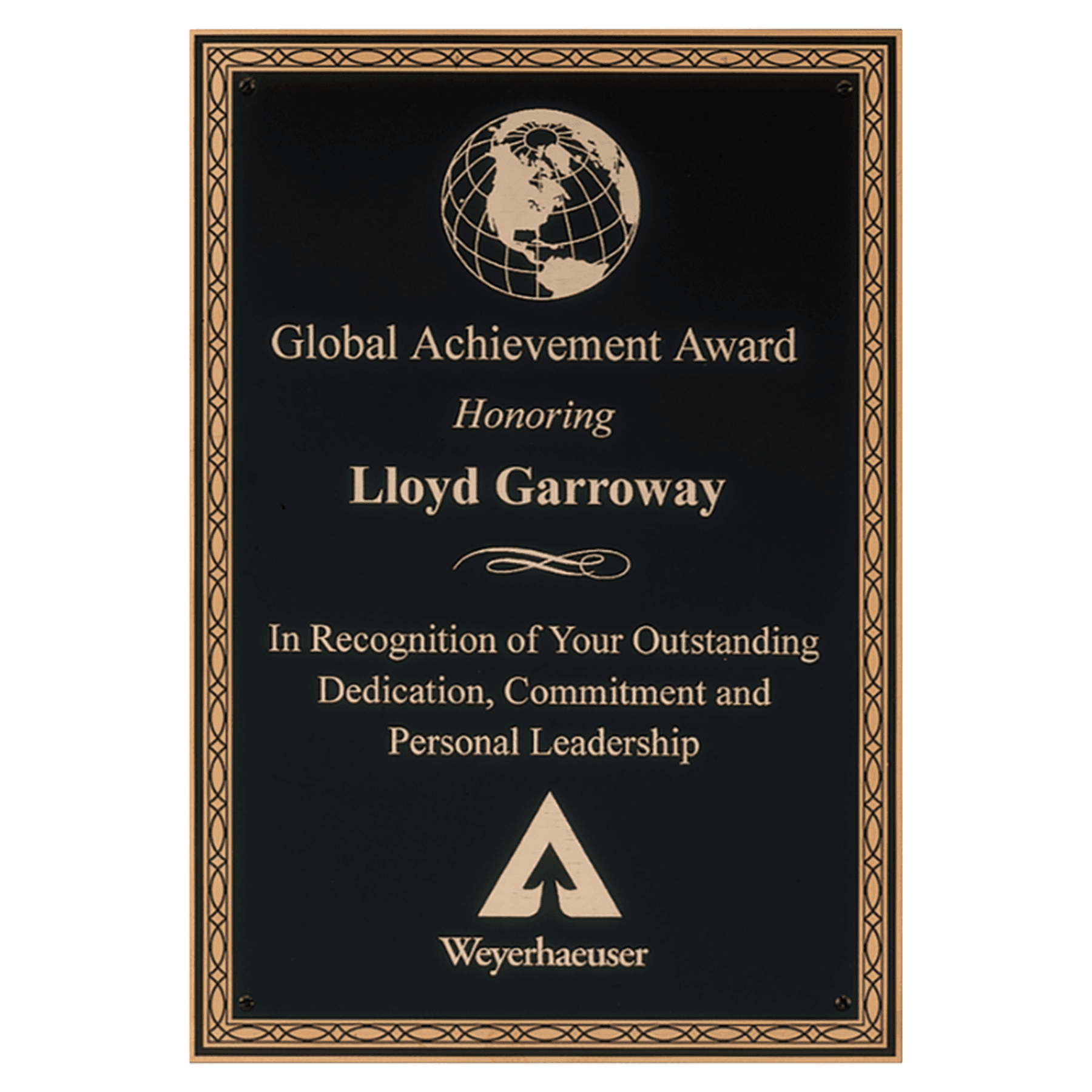 6 1/4" x 8 1/4" Black Laser Engravable Brass Plate with Gold Braided Border Desi