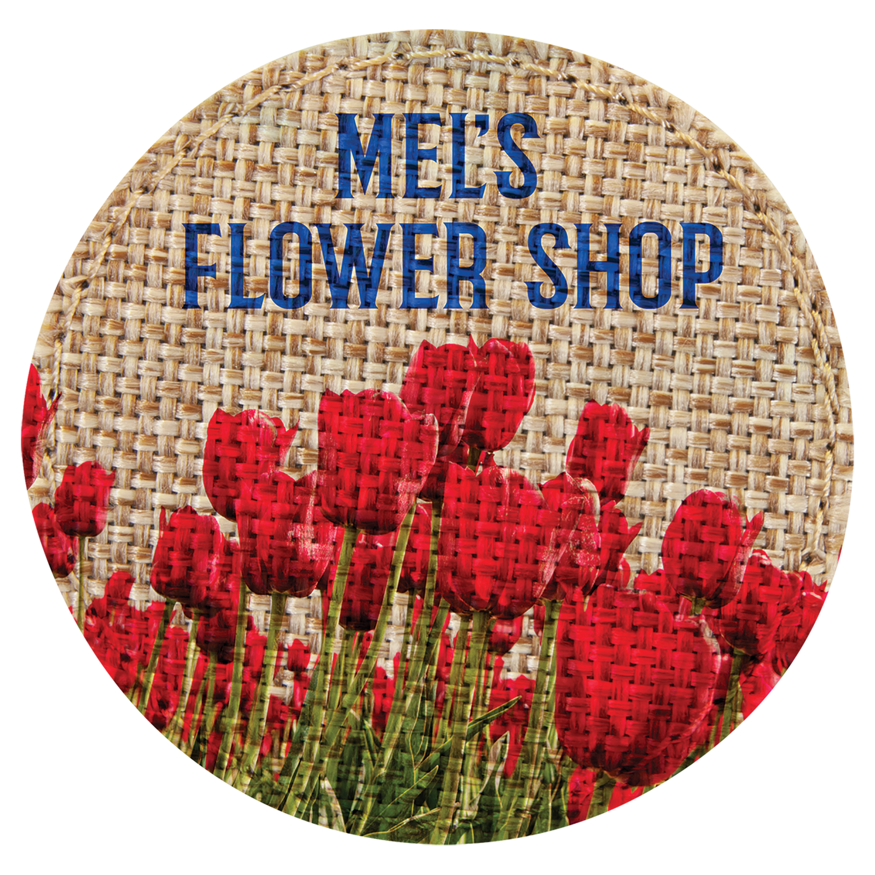 2 1/2" Round Burlap Sublimatable Patch with Adhesive