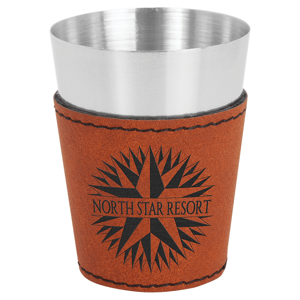 Thumbnail: 2 oz. Laserable Leatherette & Stainless Steel Shot Glass