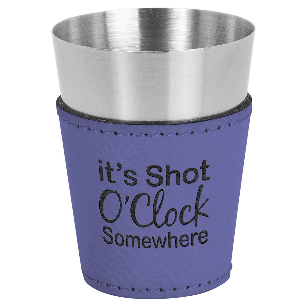 Thumbnail: 2 oz. Laserable Leatherette & Stainless Steel Shot Glass