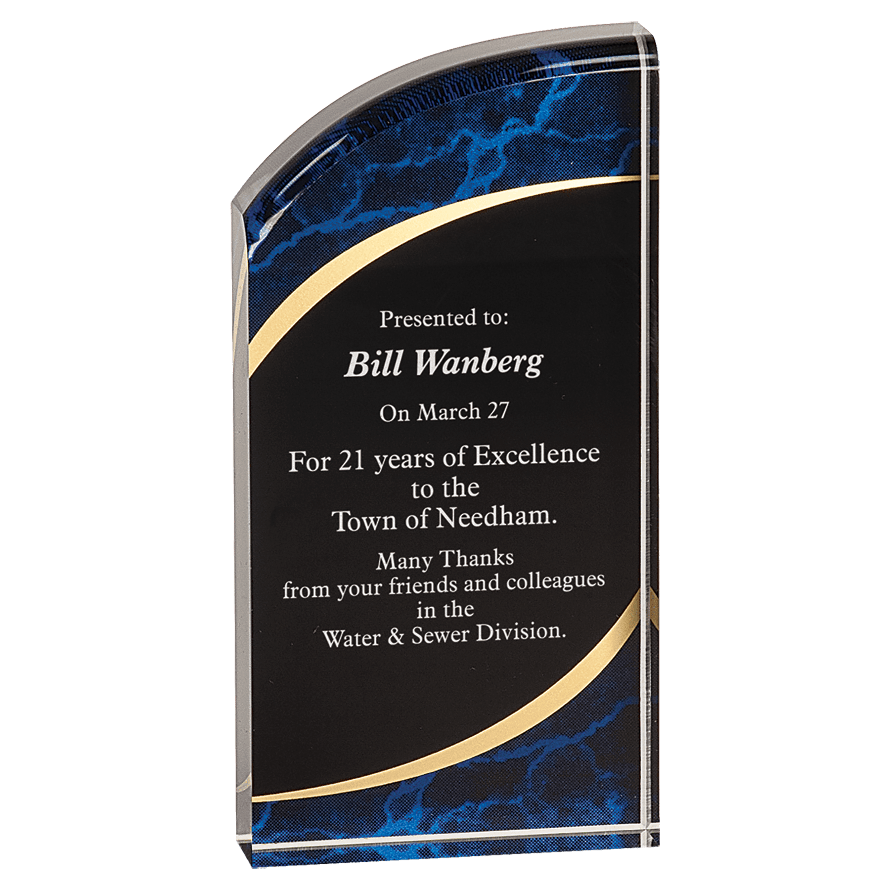 3 1/2" x 7" Marble Rounded Acrylic