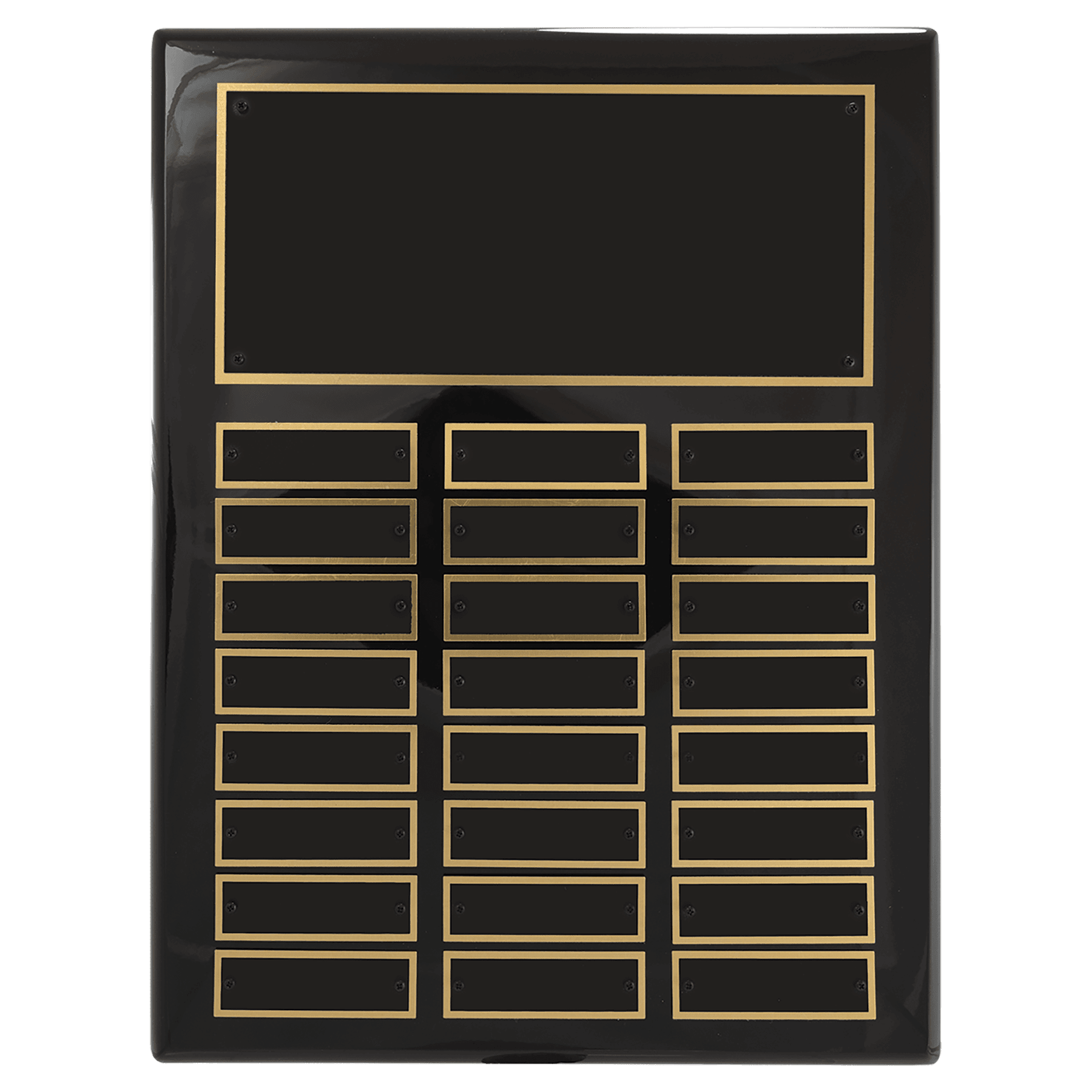 11" x 14" Airflyte Black Piano Finish 24 Plate Perpetual Plaque with Black Brass