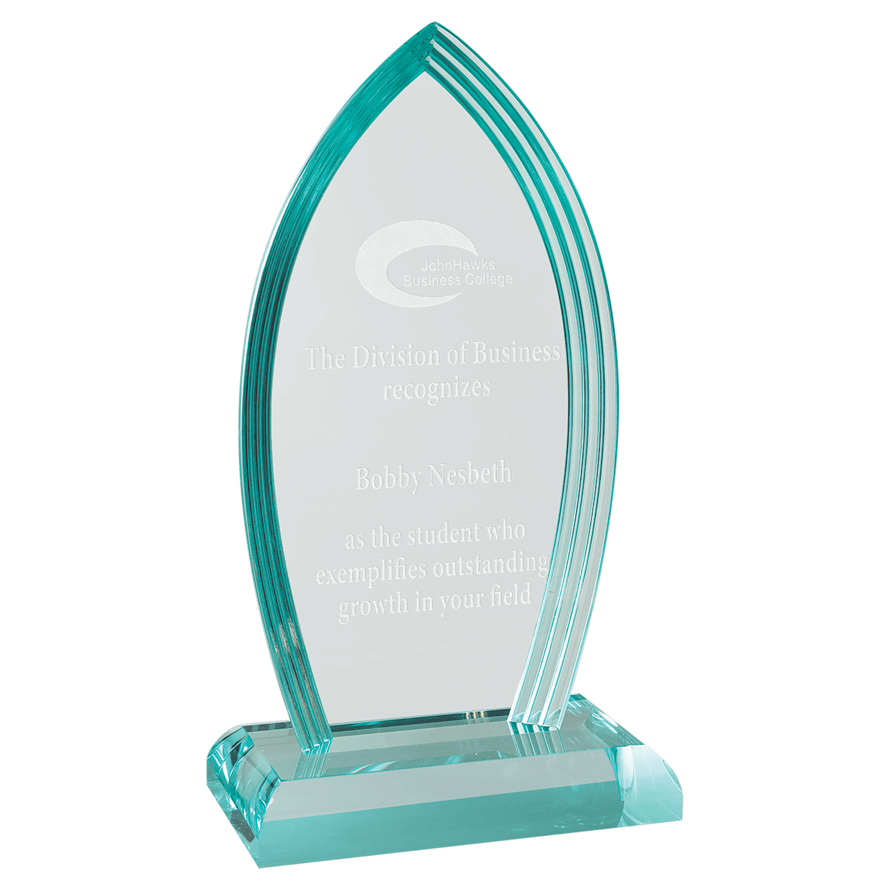 4 1/4" x 7 3/4" Flame Series Jade Acrylic Award