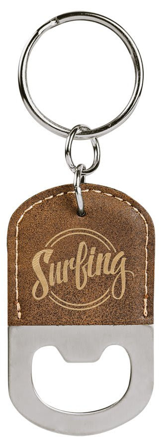 Thumbnail: Oval Laserable Leatherette Bottle Opener Keychain