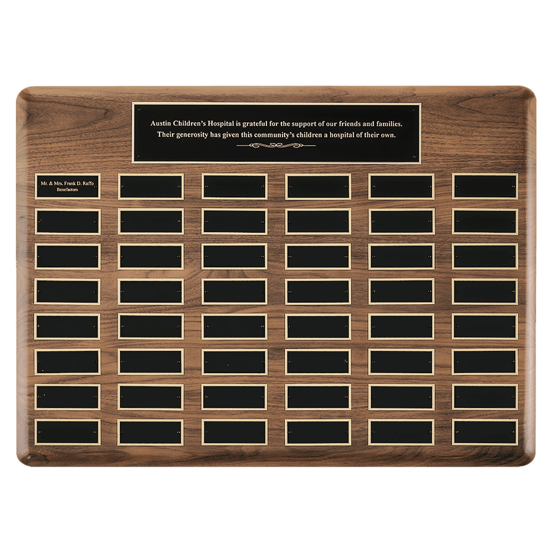 22" x 30"/Plates 1 1/2" x 3 3/4" American Walnut 60 Plate Perpetual Plaque with
