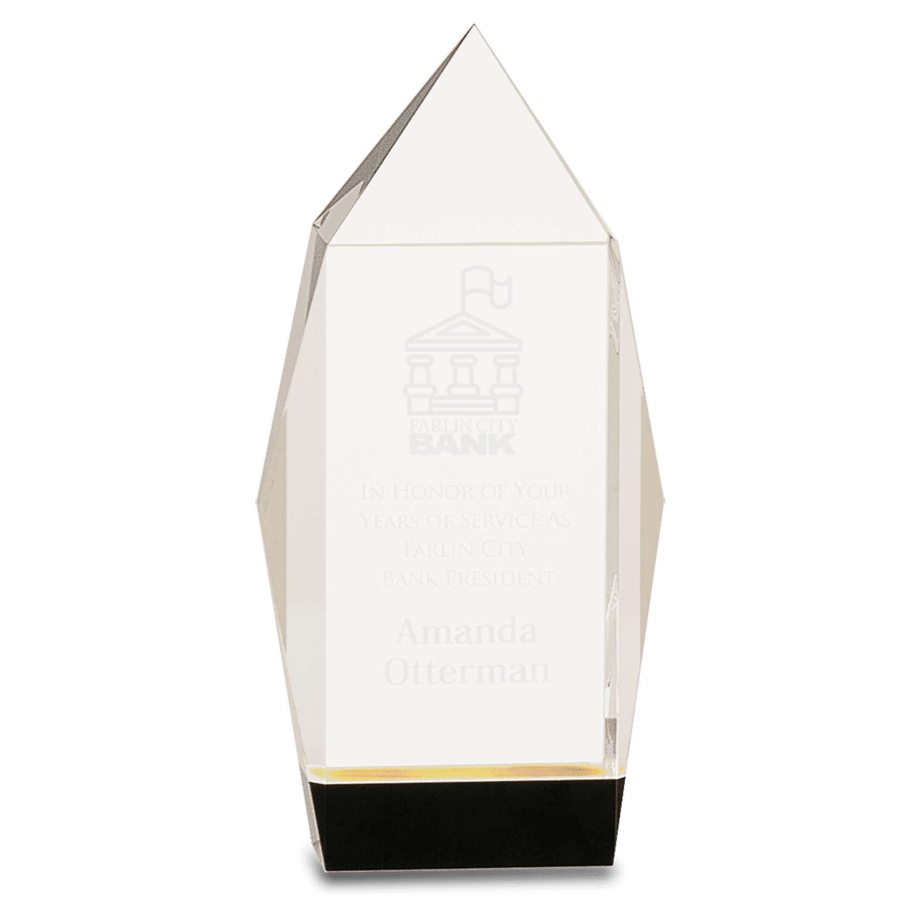 7 1/2" Clear Crystal Facet Rectangle on Black Base