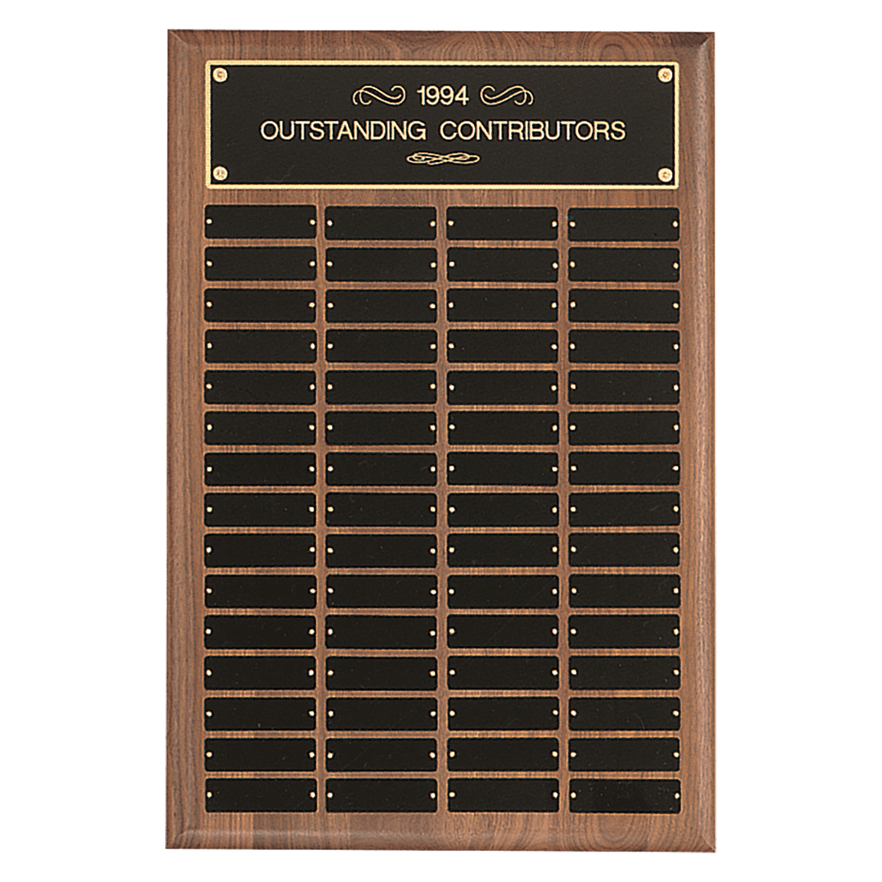 9" x 12"/Plates 1" x 3 1/4" American Walnut 12 Plate Perpetual Plaque with Black