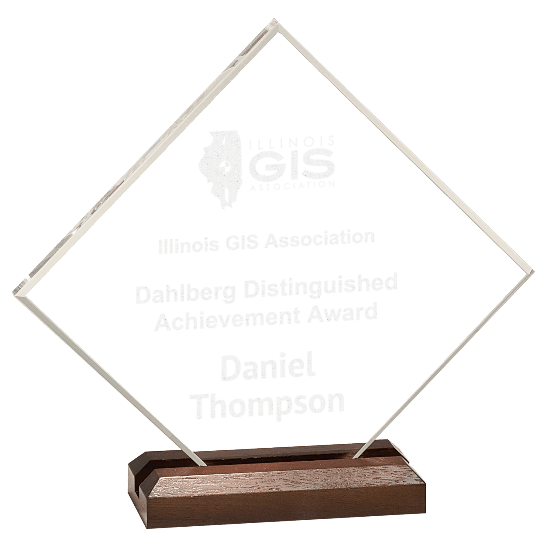 Large Clear Acrylic Diamond with Walnut Base