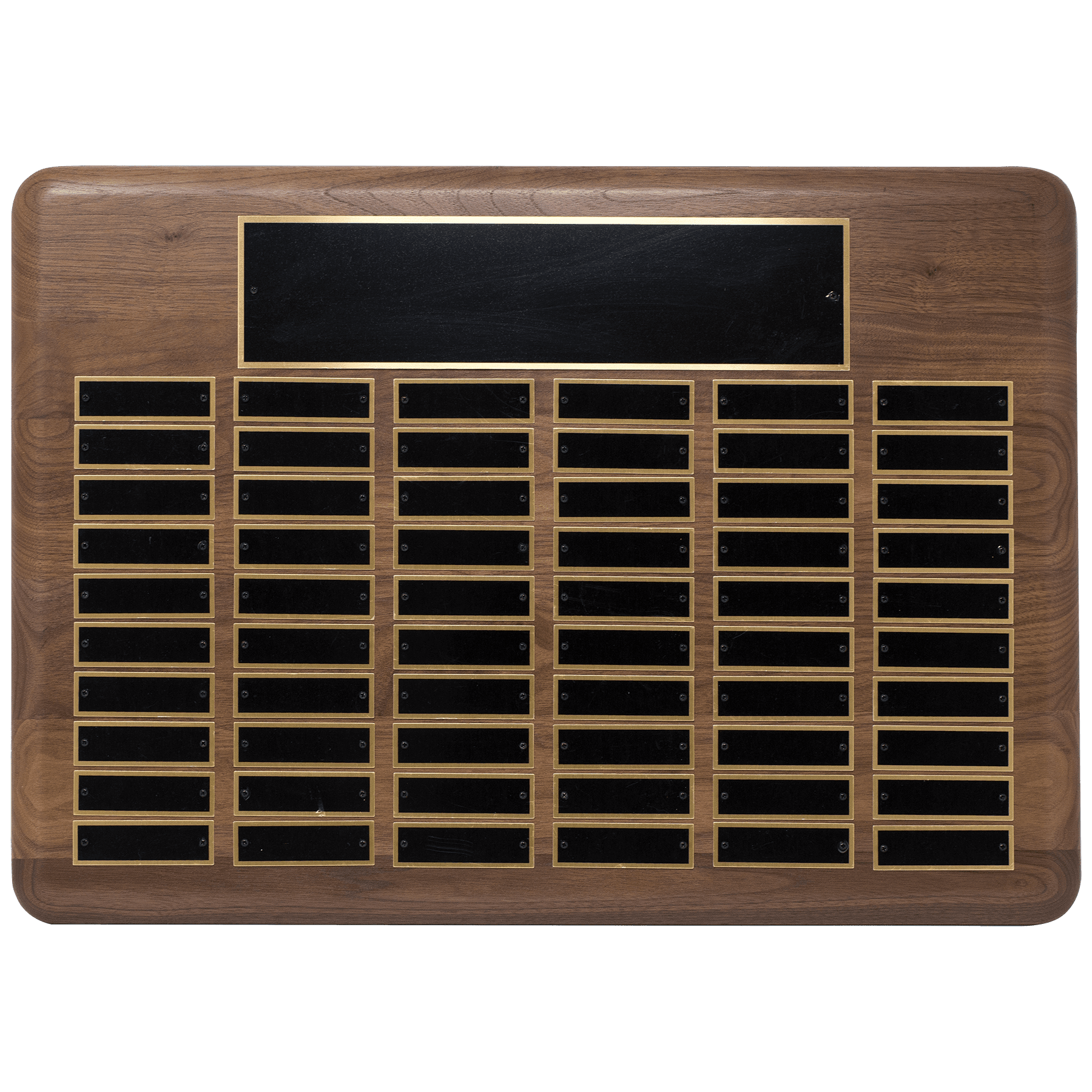 22" x 30"/Plates 7/8" x 2 3/4" American Walnut 96 Plate Perpetual Plaque with Bl