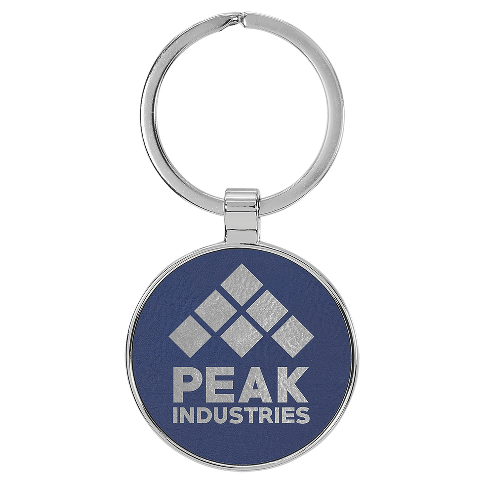 Thumbnail: 1 1/2" Laserable Leatherette/Metal Round Keychain
