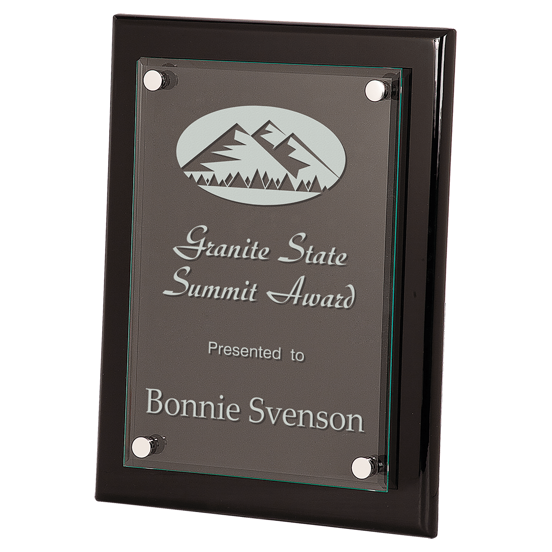 9" x 12" Black Piano Finish Floating Glass Plaque