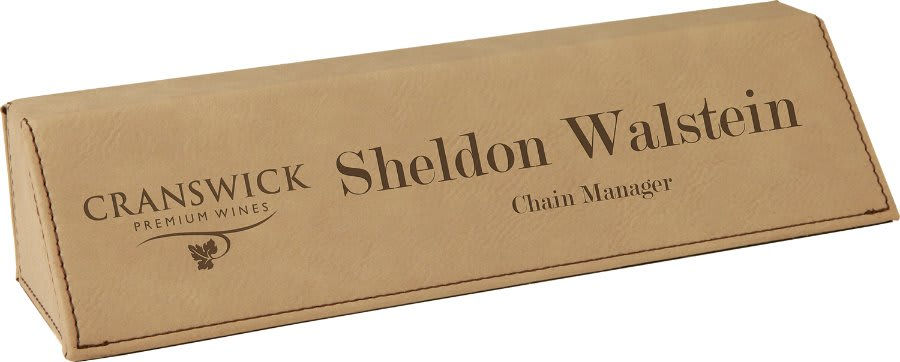 8 1/2" Light Brown Laserable Leatherette Desk Wedge