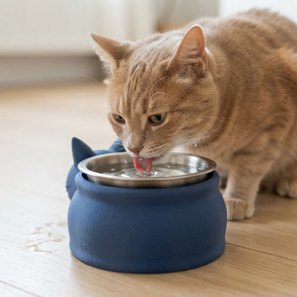 Küçük resim: Kedi Figürlü Tekli Pet Mama Su Standı