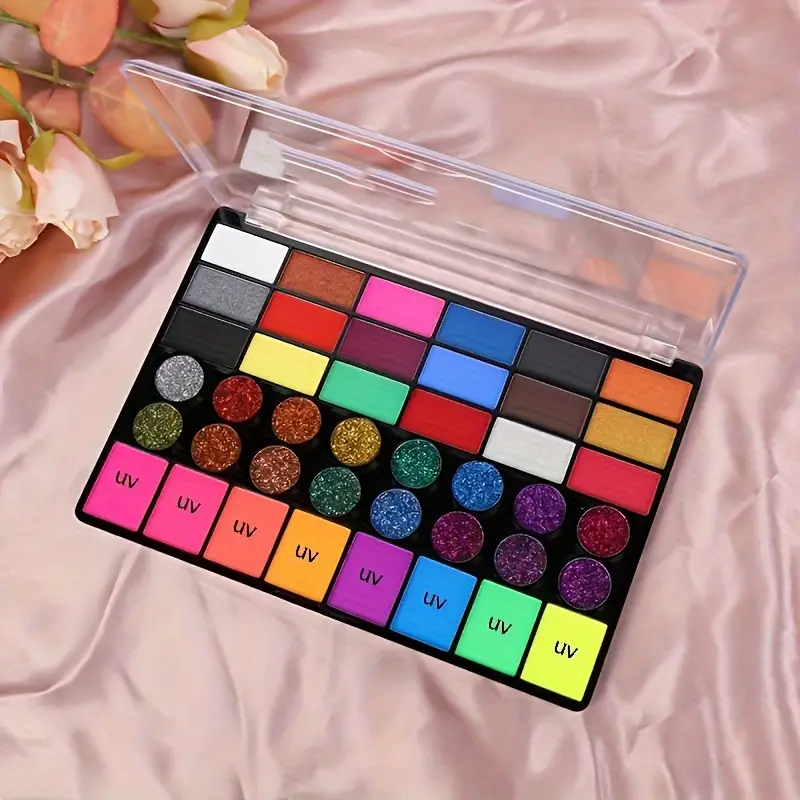 Thumbnail: 42 Colors Water Soluble Face Body Painting Set UV Neon Glitter Face Paint Art Ha
