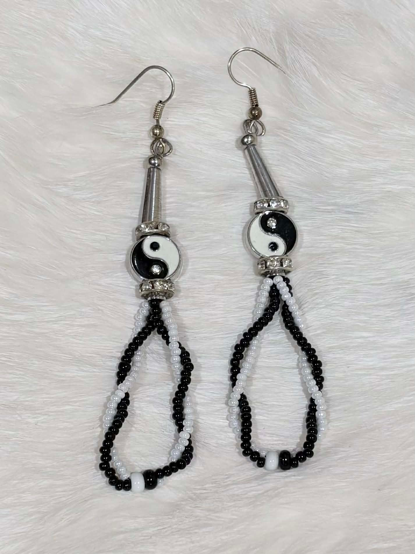 Beaded Loop Yin & Yang Earrings