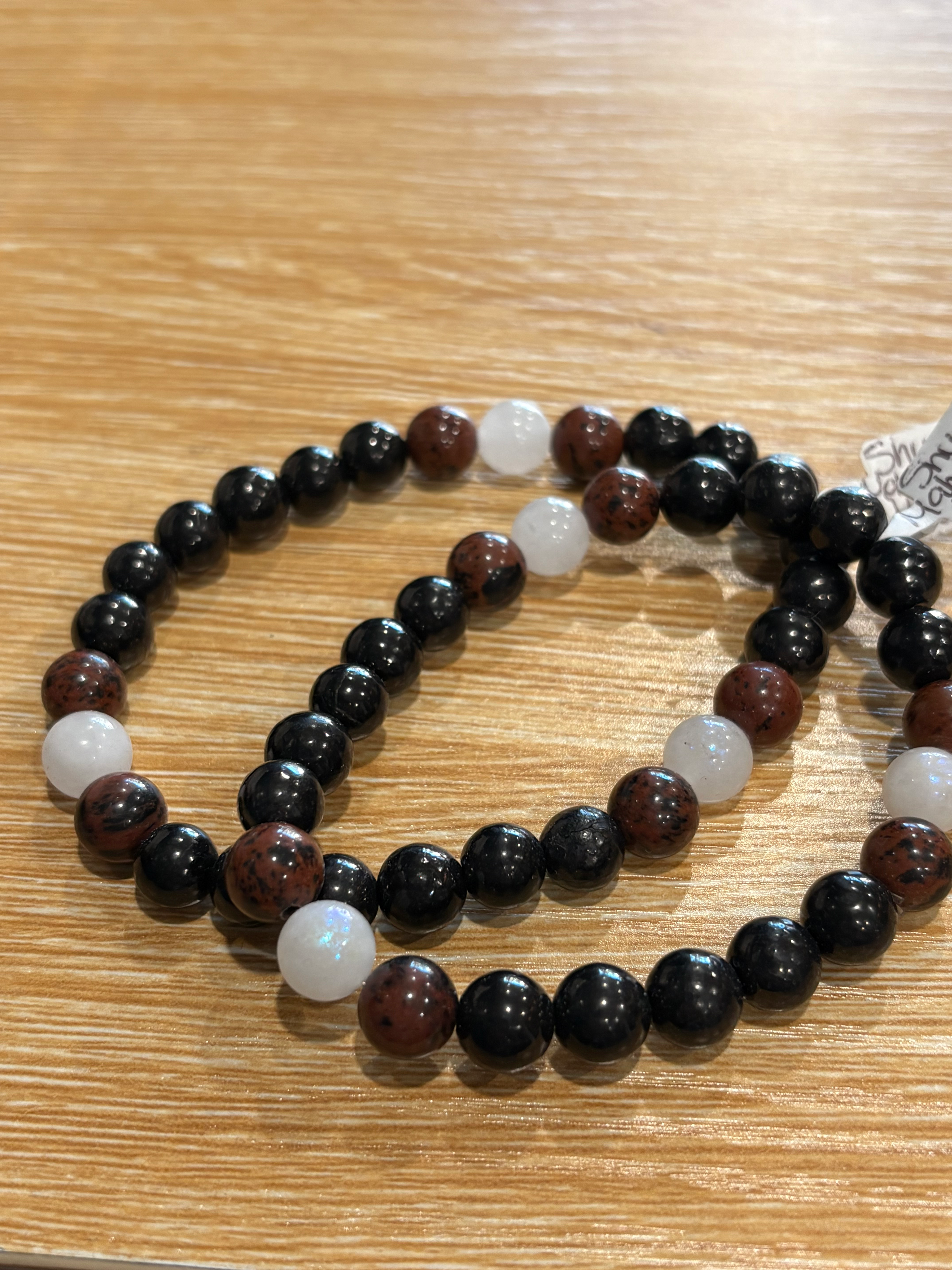 Shungite Mahogany Obsidian and Moonstone Bracelet