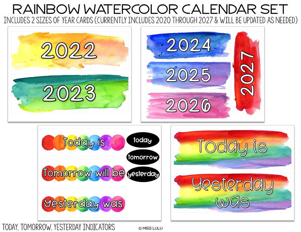 Thumbnail: Rainbow Watercolor Calendar Set