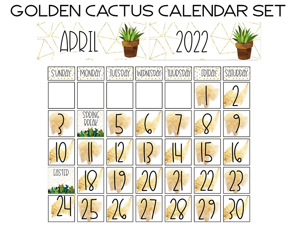 Thumbnail: Golden Cactus Calendar Set
