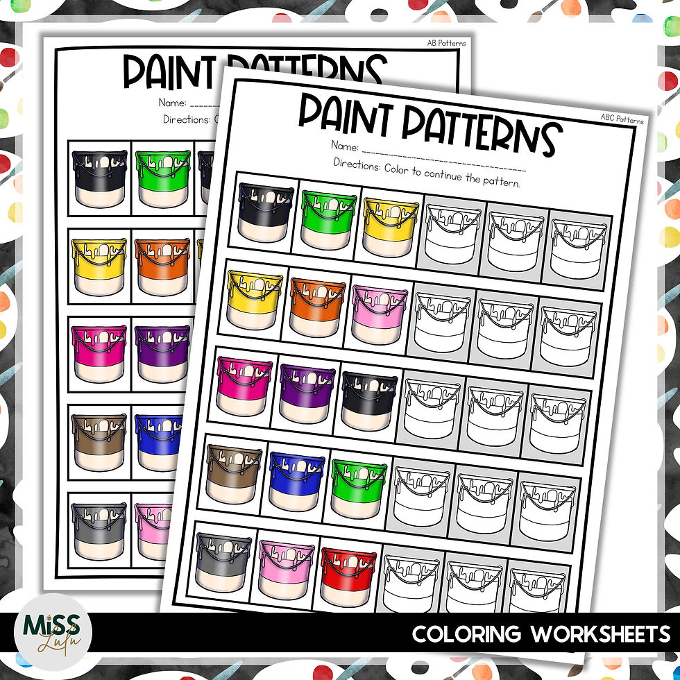 Thumbnail: Paint Patterns Tasks and Worksheets