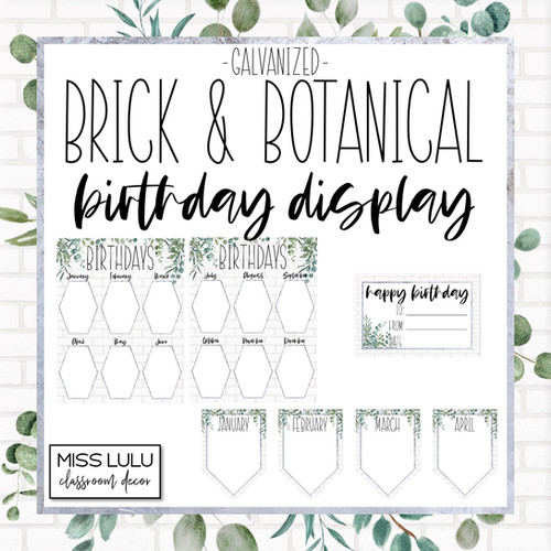 Brick & Botanical Galvanized Birthday Board | Miss Lulu
