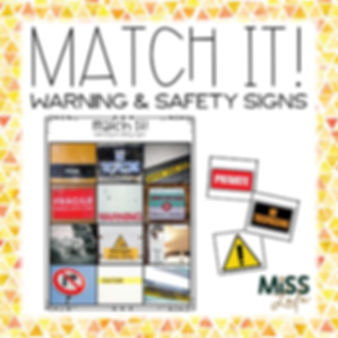 Warning & Safety Signs Matching Independent Work Task