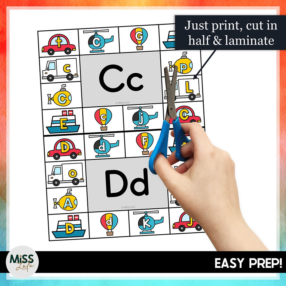 Thumbnail: Transportation Themed Letter & Number Identification Easy Prep Clip Cards