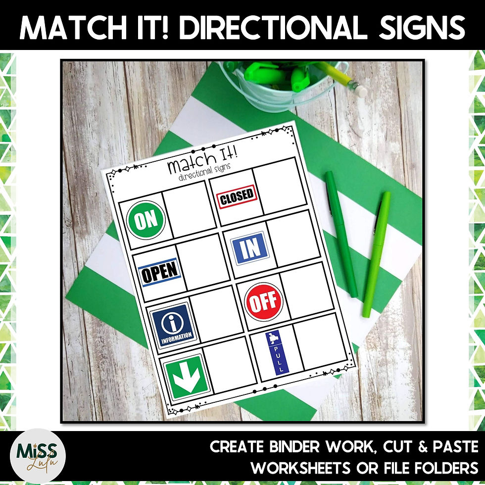 Thumbnail: Directional Signs Matching Independent Work Task