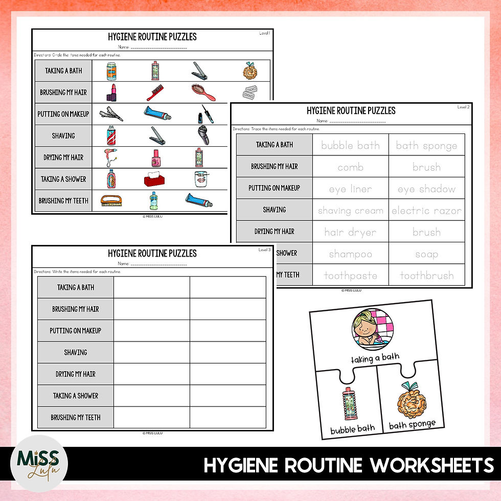 Thumbnail: Hygiene Skills Puzzle Pack for Special Education & Life Skills
