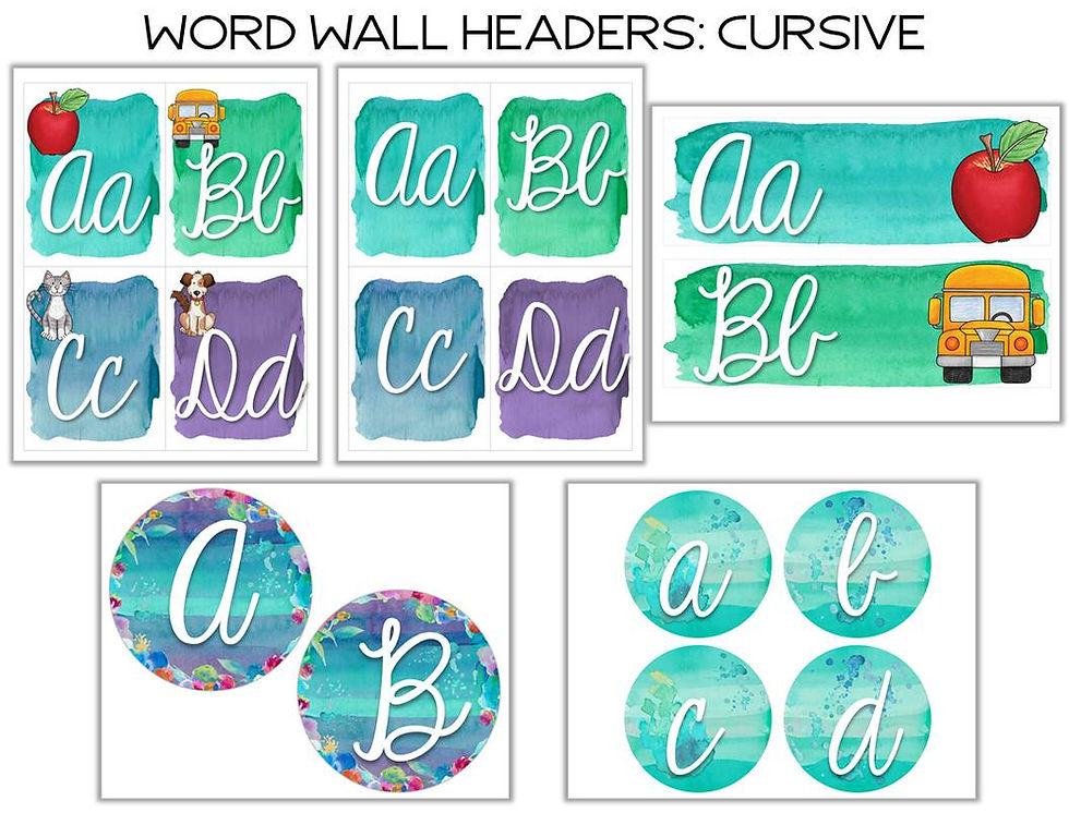 Thumbnail: Calm & Cool Watercolor Word Wall Headers