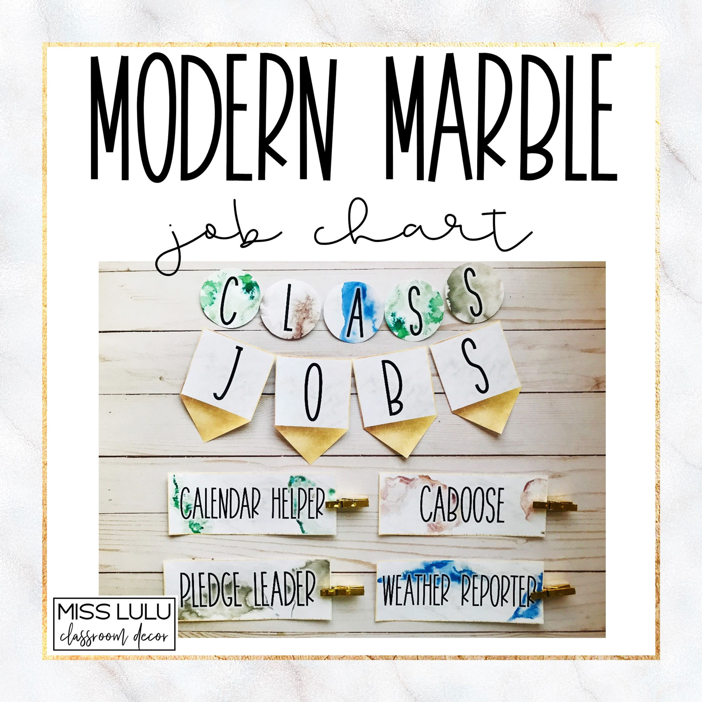Modern Marble Classroom Job Chart