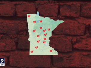 Silhouette of Minnesota with pharmacy locations