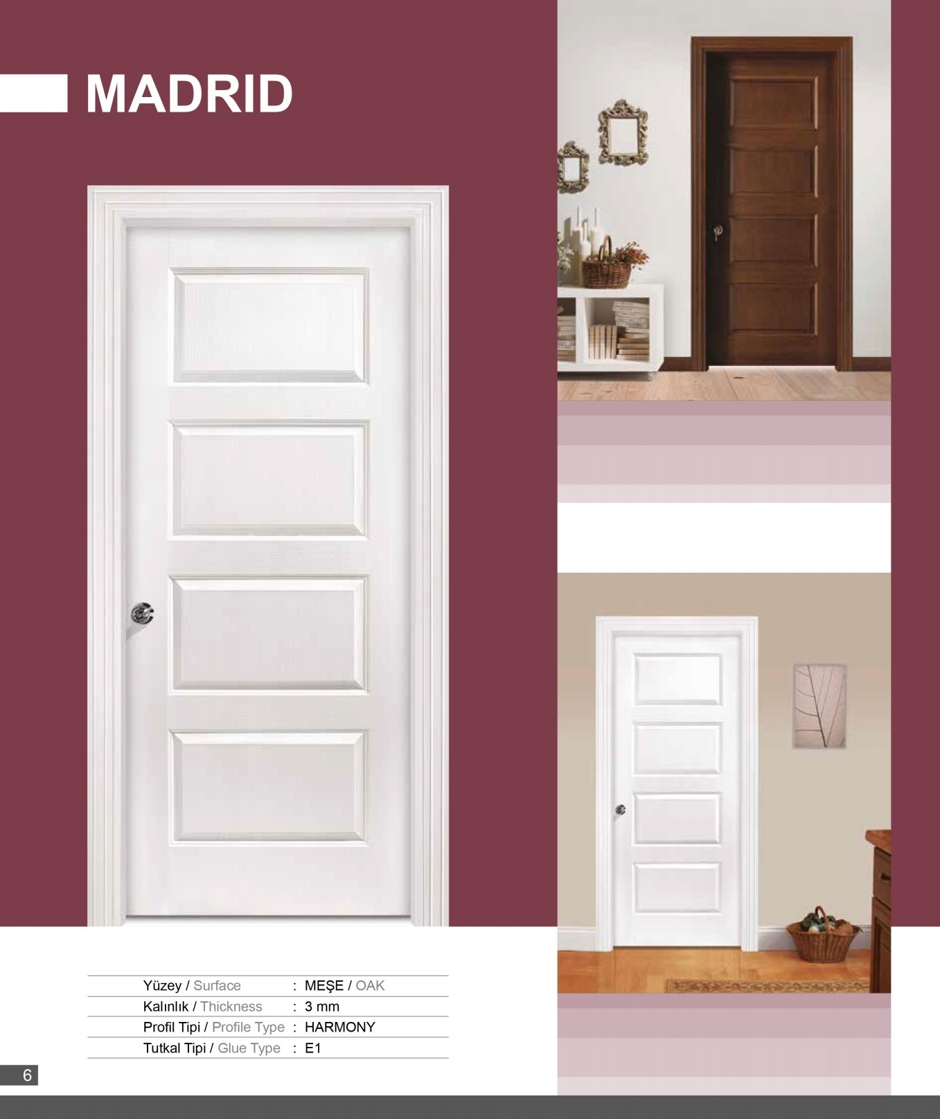 Kapı Panelli MADRID TaverDoor 3mm E1 door skin