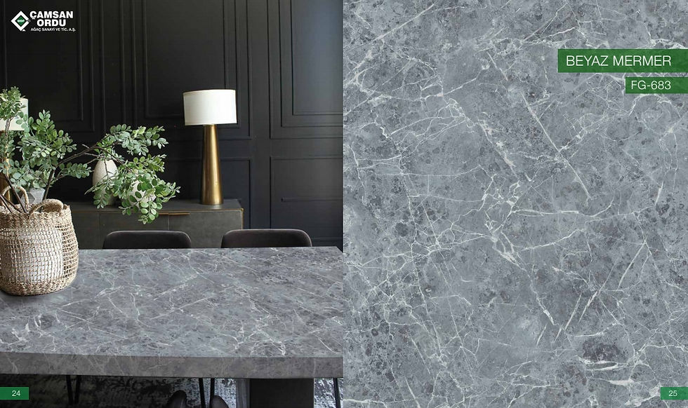 MDFLAM 2100x2800 GRUP2 FG683 BEYAZ MERMER Çamsan Ordu