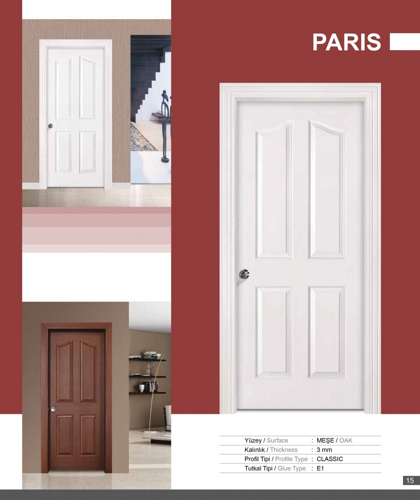 Kapı Panelli Paris TaverDoor 3mm E1 door skin