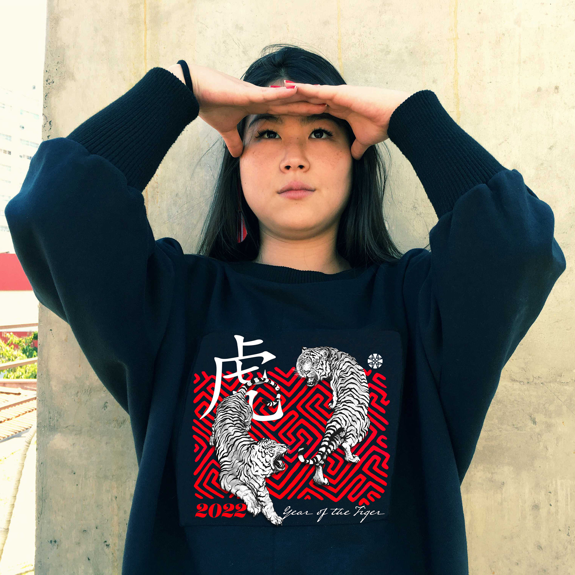 Moletom careca clássico ou manga morcego 2 tigres  Year of the Tiger 2022