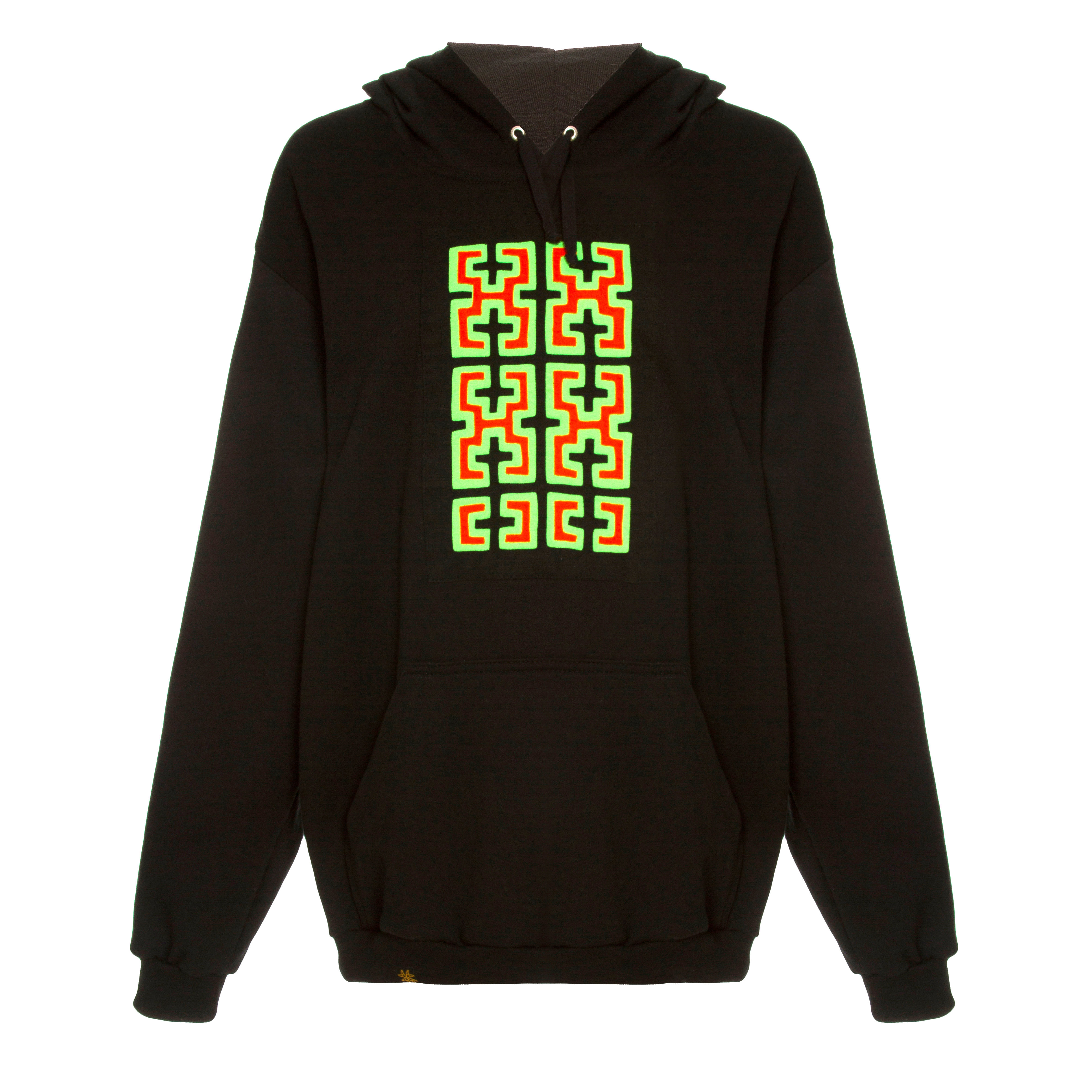 Moletom capuz preto mola neon