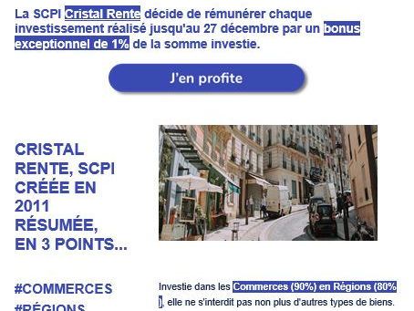 La SCPI Cristal Rente : plus que 10 jours pour en profiter !