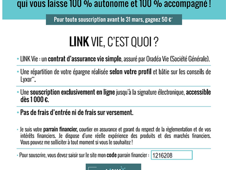 LINK, assurance vie 100% en ligne sans frais sur les versements.