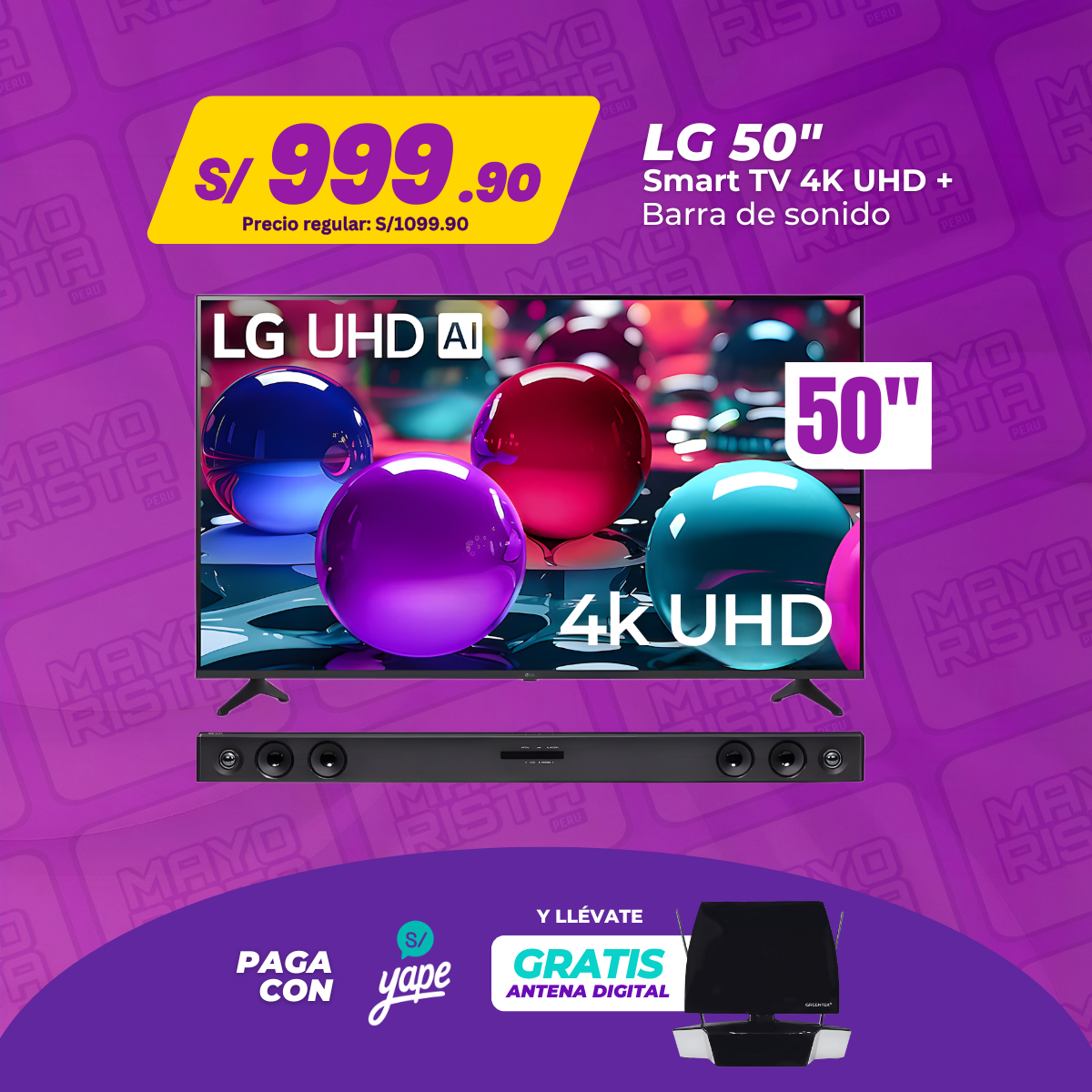 SMART TV 50" UHD 4K LG + BARRA DE SONIDO