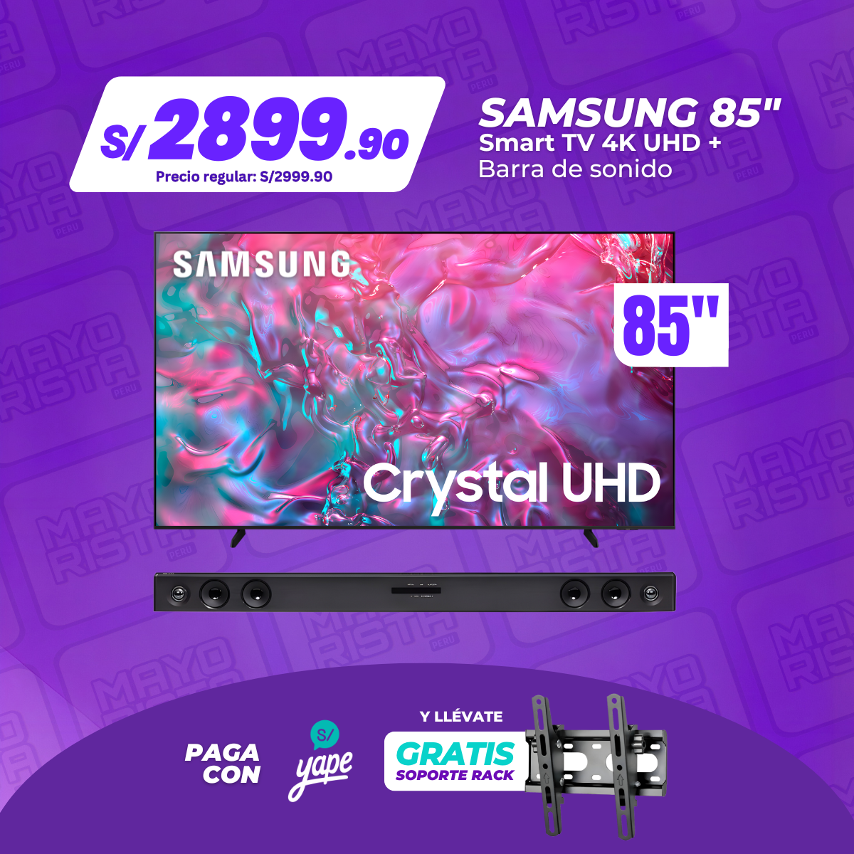 SMART TV 85" UHD 4K SAMSUNG + BARRA DE SONIDO