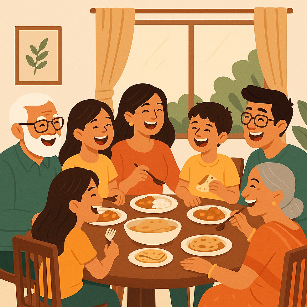 Family having dinner
