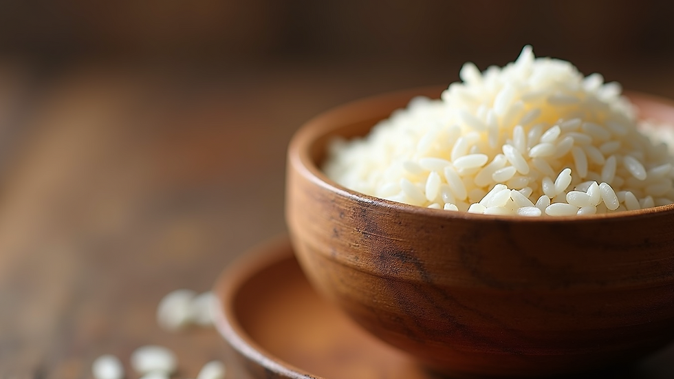 Close-up view of traditional Indian rice grains in a bowl