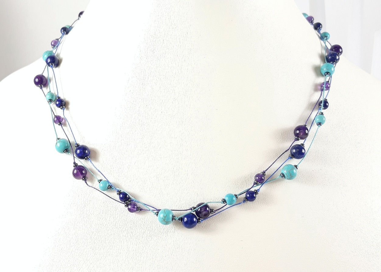 Intuition Triple Strand Knotted Necklace